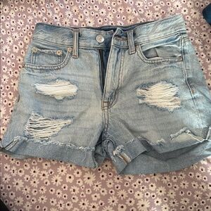 Aeropostale Blue Ripped Denim Shorts